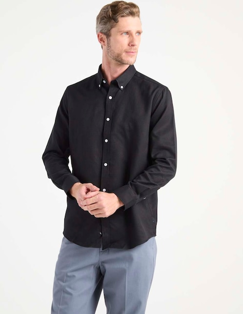 Camisa casual Oscar de la Renta de algodón manga larga para hombre
