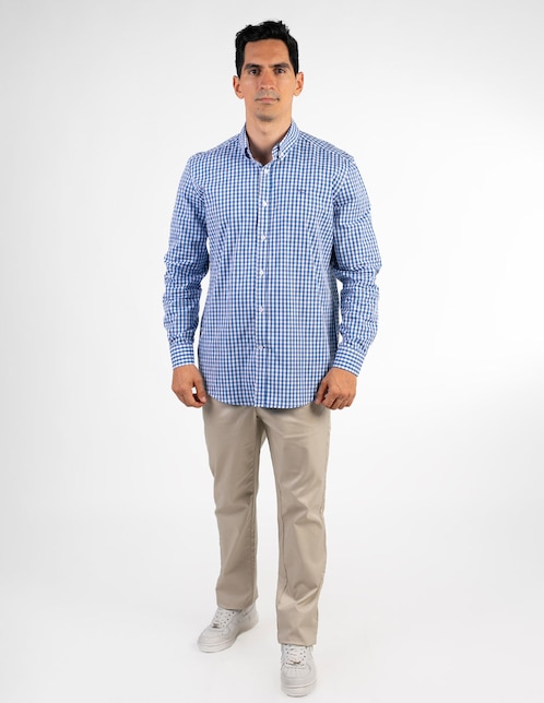 Camisa casual de algodón manga larga para hombre