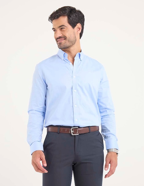 Camisa casual Oscar de la Renta de algodón manga larga para hombre