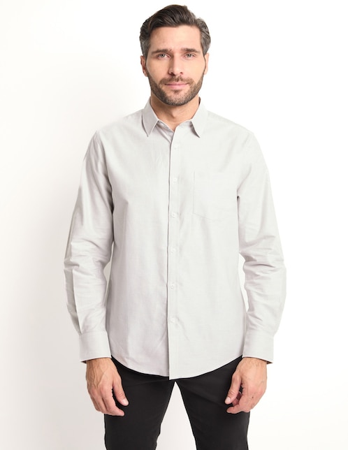 Camisa casual de algodón manga larga para hombre 1