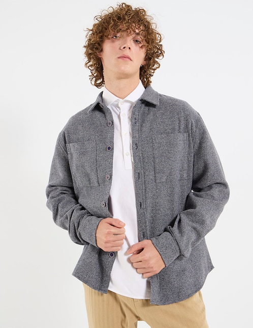 Sobrecamisa casual de algodón manga larga para hombre 1