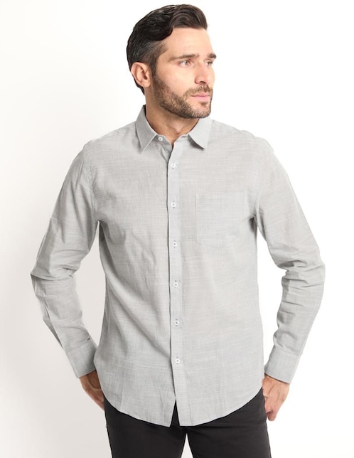 Camisa casual Jbe de algodón manga larga para hombre