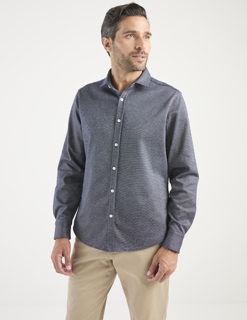 Camisa casual Jbe de algodón manga larga para hombre