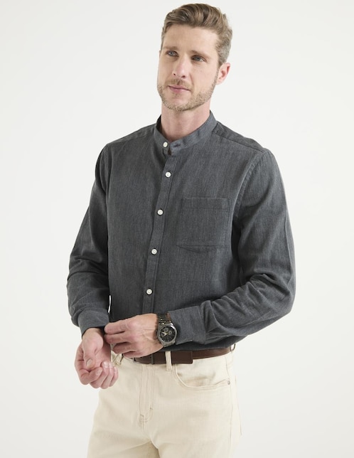 Camisa casual JBE de algodón manga larga para hombre