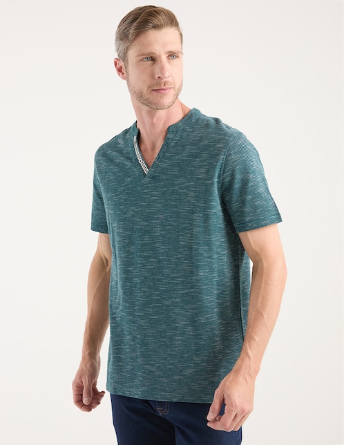Playera cuello henley para hombre 1