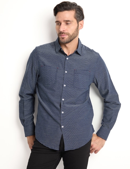Camisa casual de algodón manga larga para hombre 1
