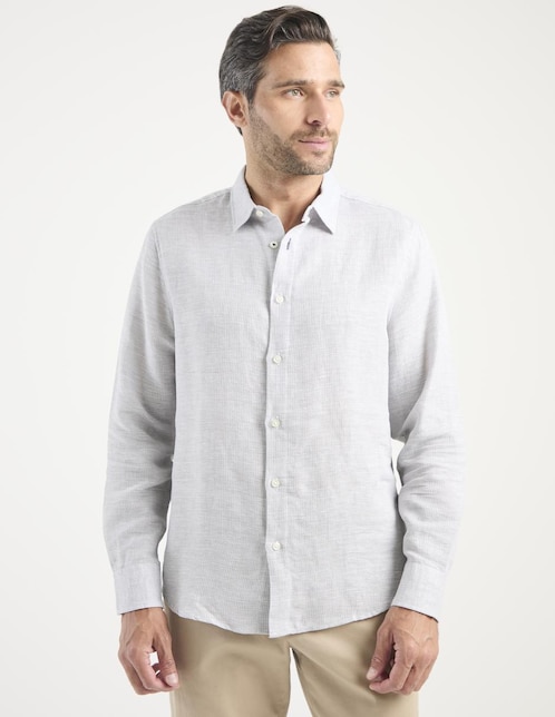 Camisa casual Jbe de algodón manga larga para hombre