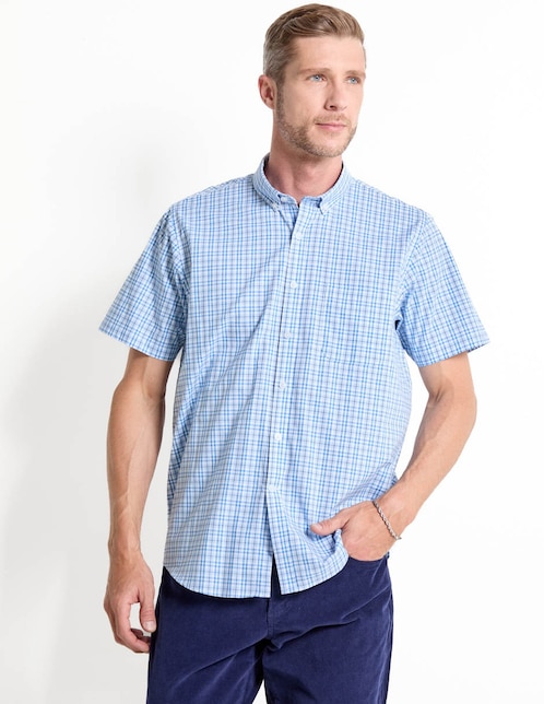 Camisa casual de algodón manga corta para hombre