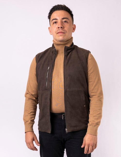 Chaleco impermeable de piel reversible para hombre 1
