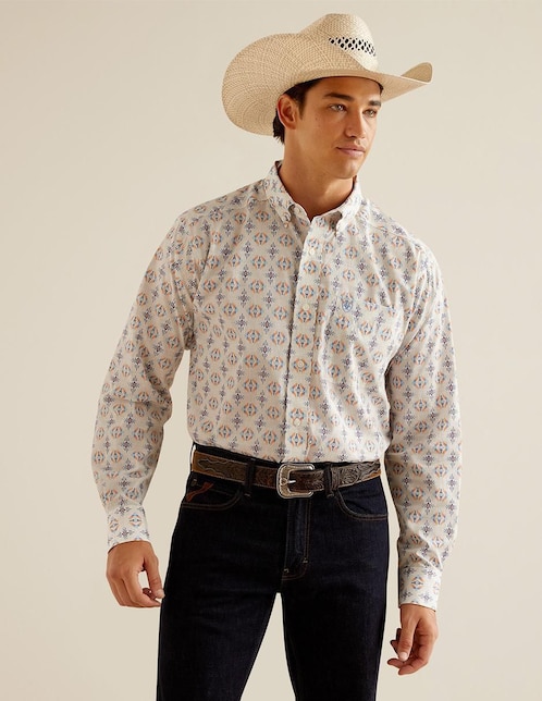 Camisa casual Ariat de algodón manga larga para hombre