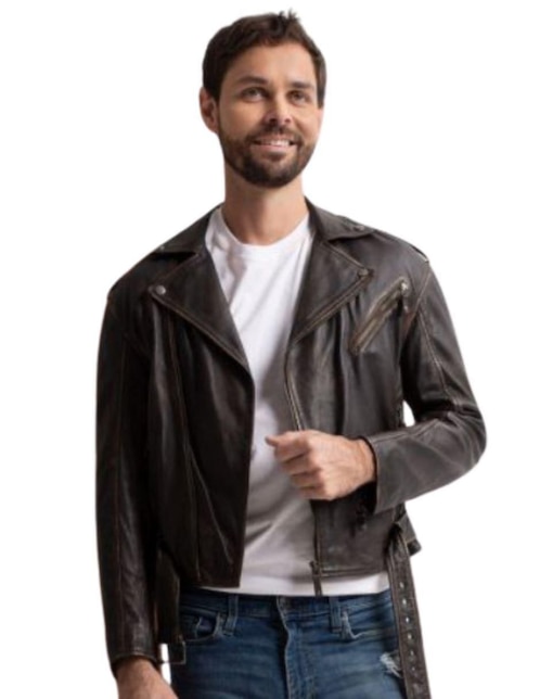 Chamarra para motociclista impermeable de piel bolsa con cierre para hombre
