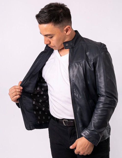"chamarra" casual pelle royale resistente al agua "de" piel sin capucha "para hombre"
