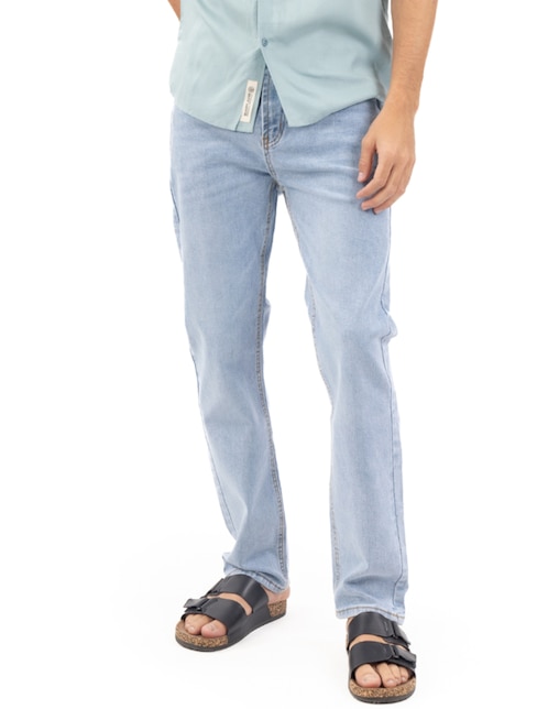 Jeans relaxed straight lavado medio para hombre 1