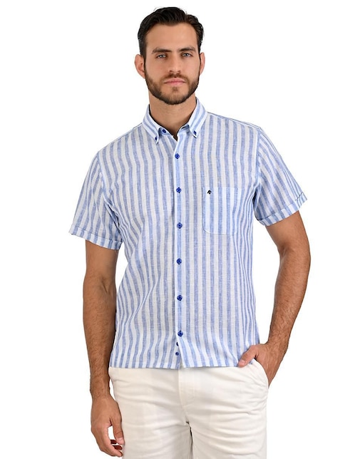 Camisa casual Michel Blanc de algodón manga larga para hombre