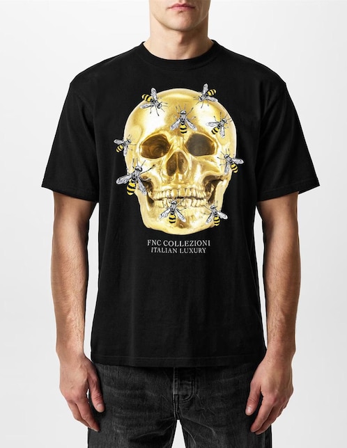 Playera FNC Collezioni Skull Bee cuello redondo para hombre