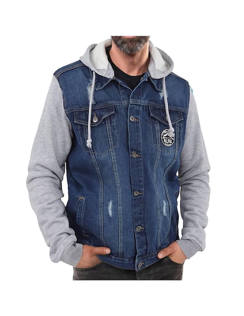 "chamarra" casual pallpall no "de" mezclilla capucha desmontable "para hombre"