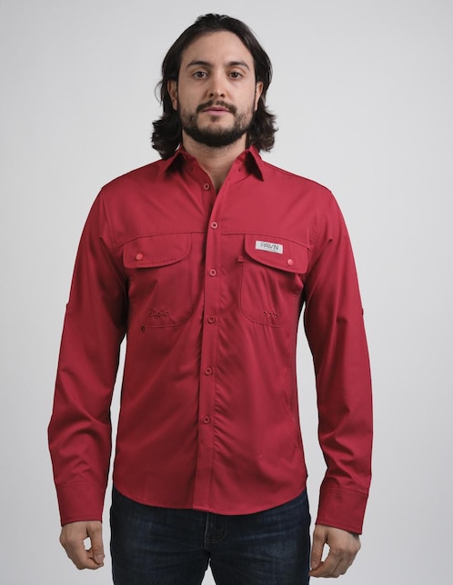 "camisa/sobrecamisa" casual pavini "de" (si aplica) poliéster y algodón "manga" larga "para hombre"