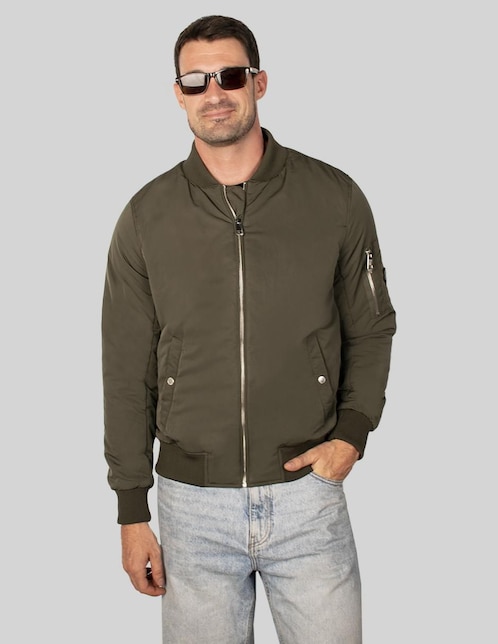 "chamarra" bomber greenlander no "de" poliéster con bolsillos "para hombre"