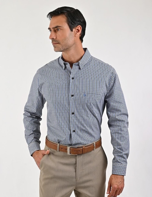 Camisa casual Sansabelt de algodón manga larga para hombre