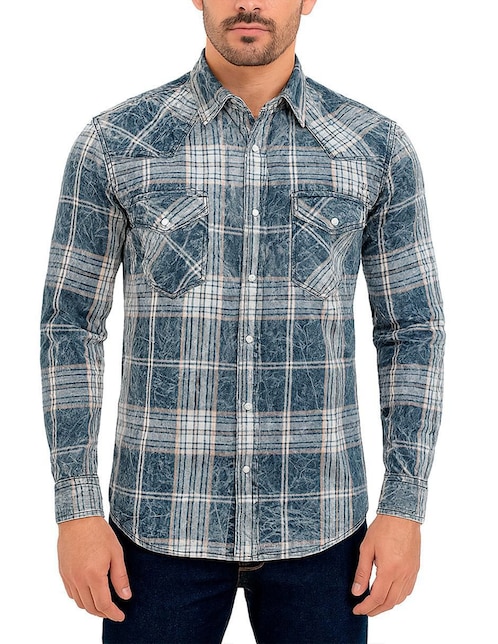 Camisa casual Cuadra manga larga para hombre