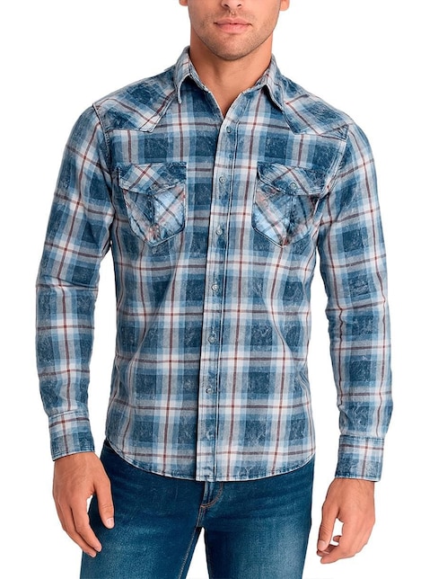 Camisa casual Cuadra manga larga para hombre