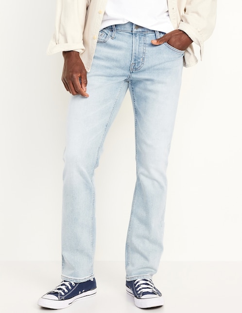 Jeans straight lavado claro para hombre 1