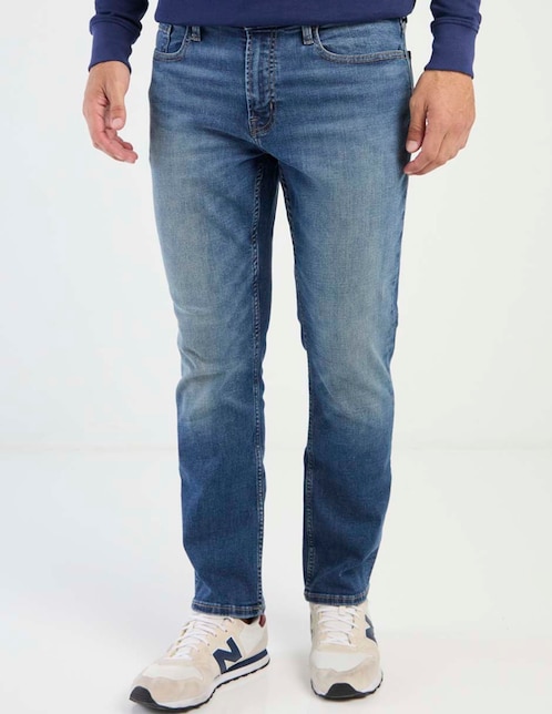 Jeans straight deslavado para hombre 1