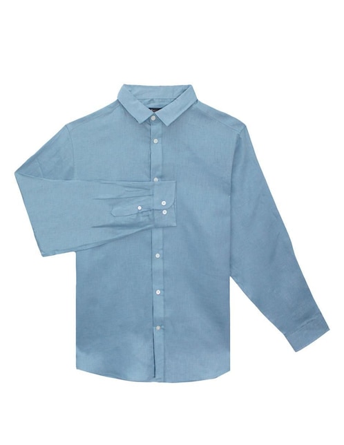 Camisa casual 98 Coast Av de lino manga larga para hombre