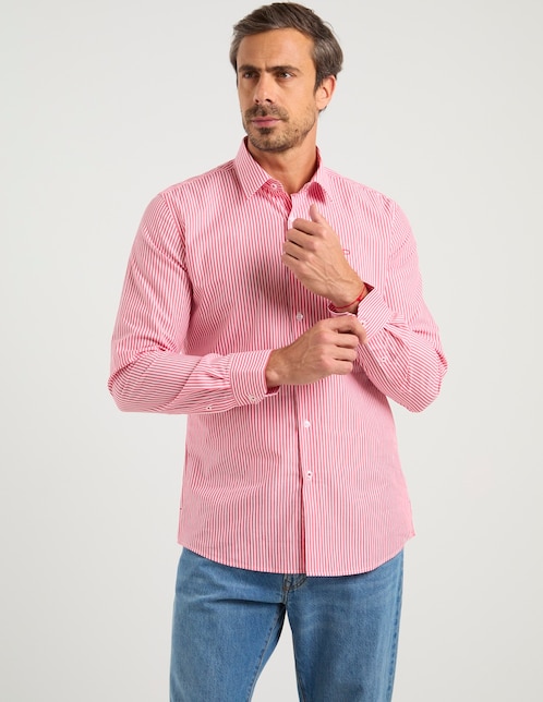 Camisa casual Oscar de la Renta de algodón manga larga para hombre