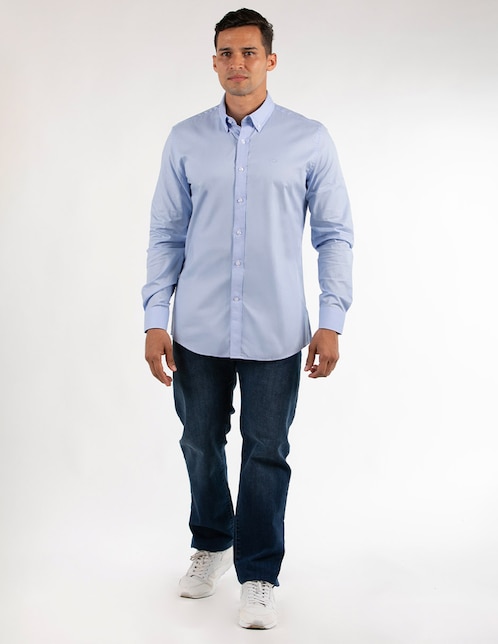 Camisa casual de algodón manga larga para hombre 1