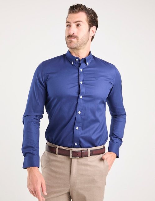 Camisa business casual de algodón manga larga para hombre 1