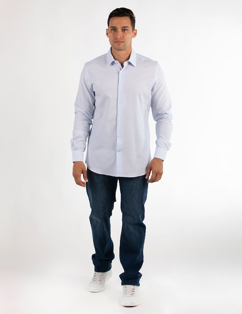 Camisa casual Oscar de la Renta de algodón manga larga para hombre