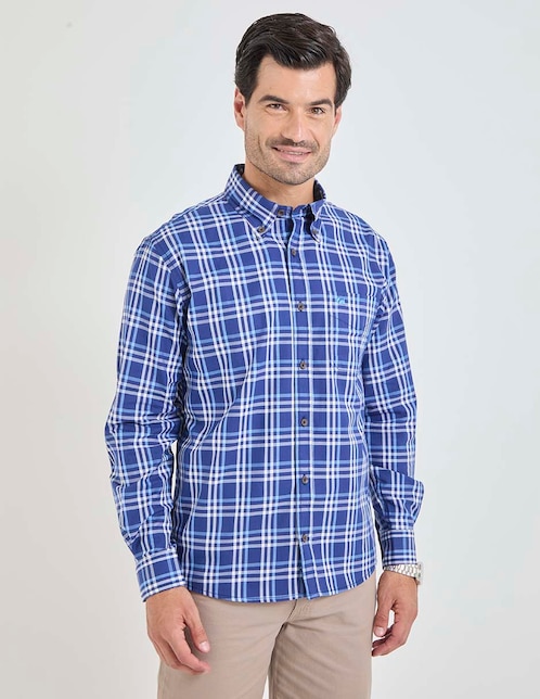 Camisa casual Ferrioni de algodón manga larga para hombre