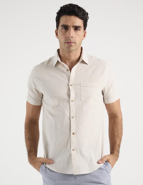 Camisa casual de algodón manga corta para hombre 1