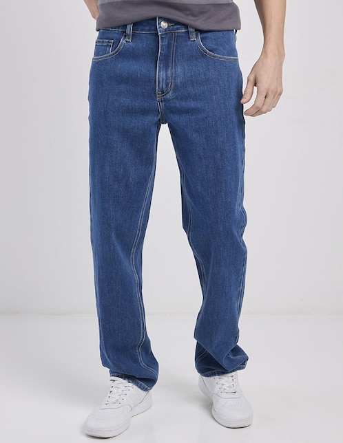 Jeans straight lavado medio para hombre 1