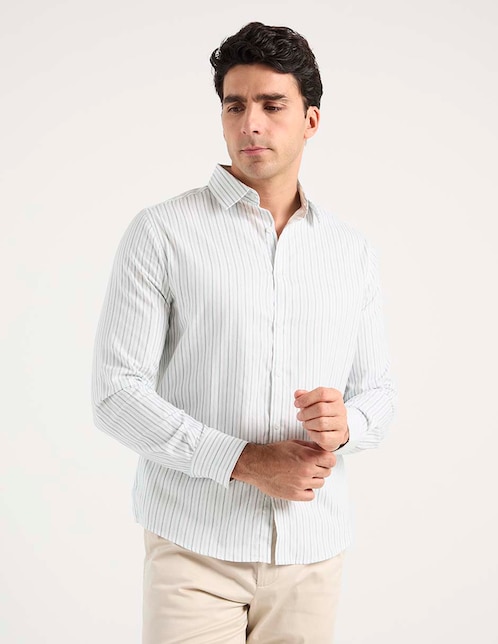 Camisa casual de algodón manga larga para hombre 1