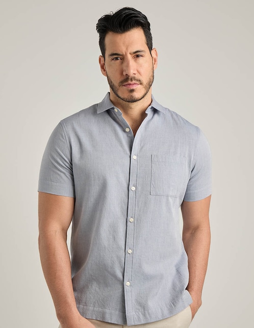 Camisa casual Jbe de algodón manga corta para hombre