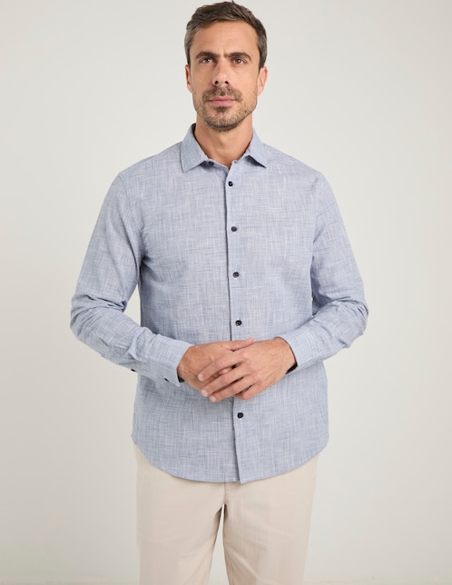 Camisa casual Jbe de algodón manga larga para hombre