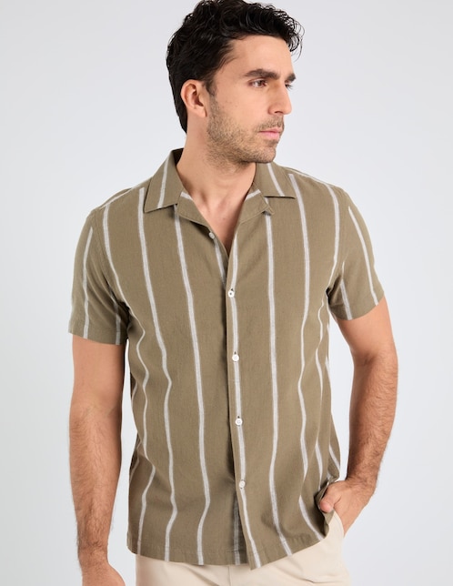 Camisa playa de algodón manga corta para hombre 1