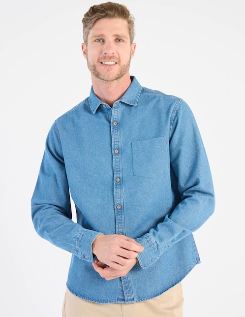 Camisa casual de algodón manga larga para hombre 1