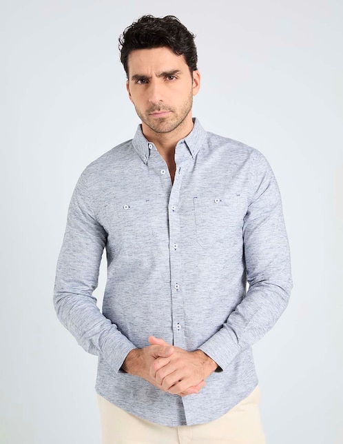 Camisa casual de algodón manga larga para hombre 1