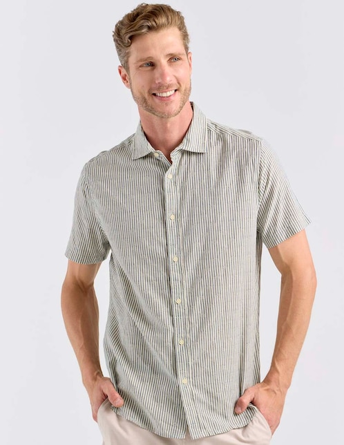 Camisa casual Jbe de algodón manga corta para hombre
