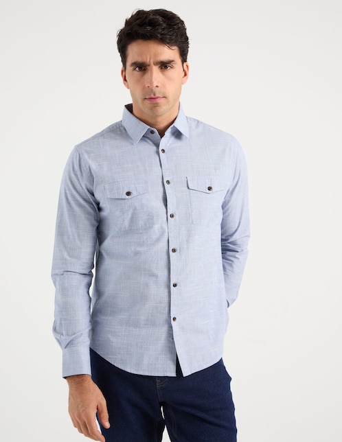 Camisa casual Jbe de algodón manga larga para hombre