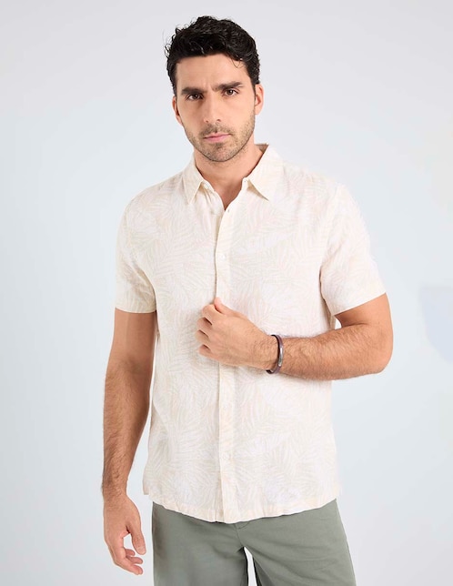 Camisa playa Jbe de algodón manga corta para hombre
