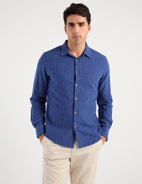 Camisa casual Jbe de algodón manga larga para hombre