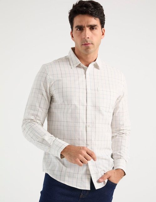 Camisa casual de algodón manga larga para hombre 1