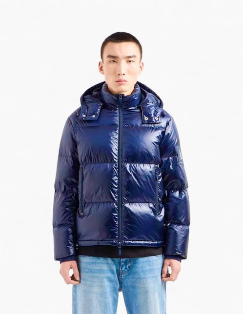 Chamarra acolchada Armani Exchange impermeable con capucha para hombre