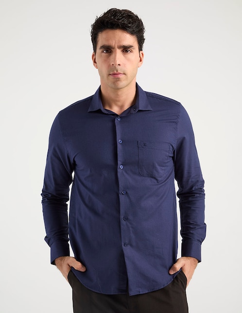 Camisa casual de algodón manga larga para hombre 1