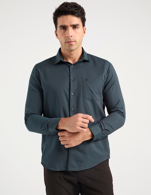 Camisa casual de algodón manga larga para hombre 1