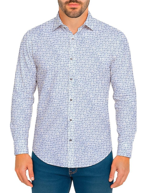 Camisa casual Cuadra de algodón manga larga para hombre